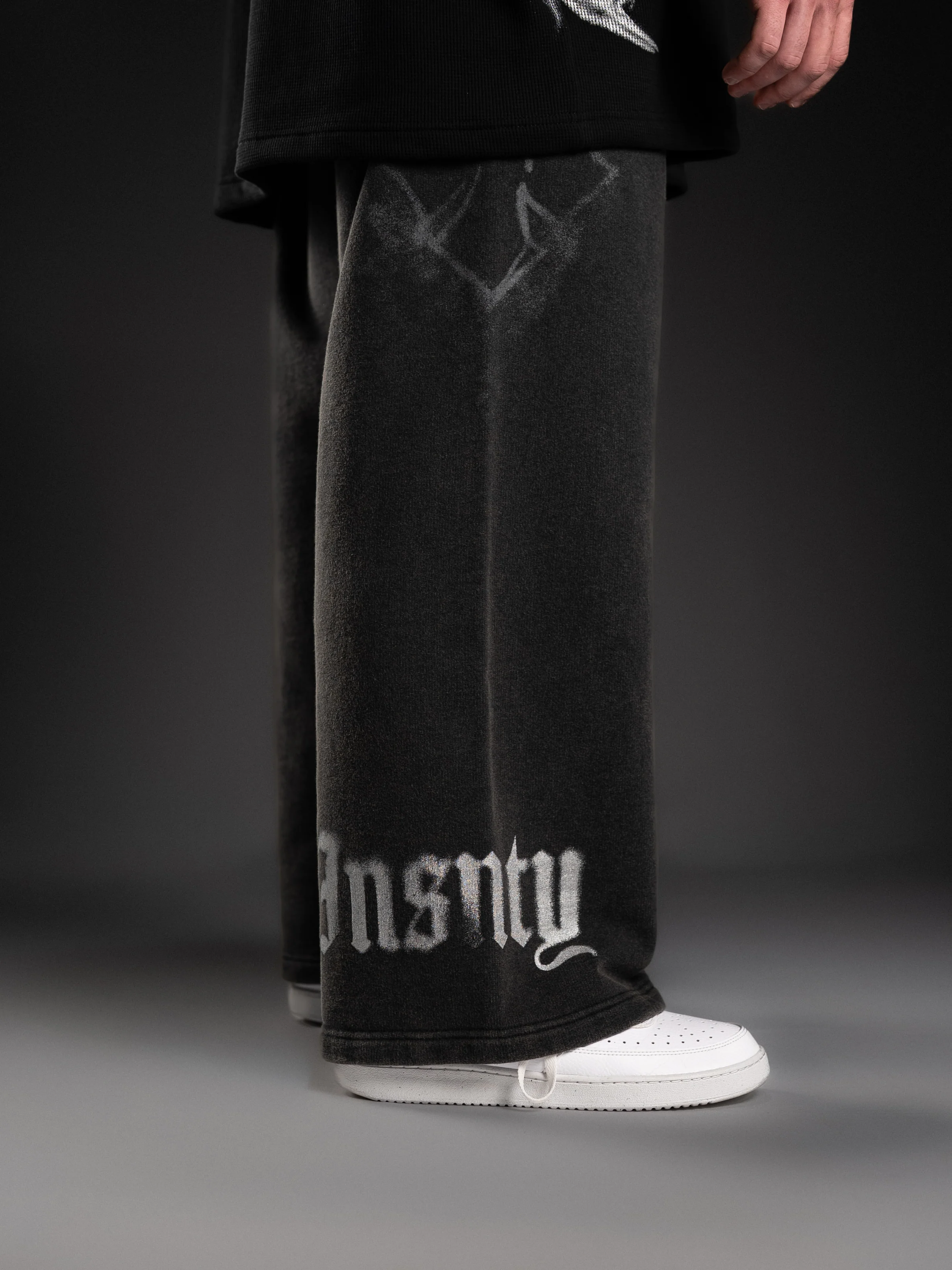 Glossy Gray Wide Leg Sweats - Image 3
